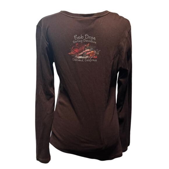 Harley-Davidson Long Sleeve Rhinestone Eagle Top Brown (L) Bob Dron Oakland, CA - Picture 3 of 8